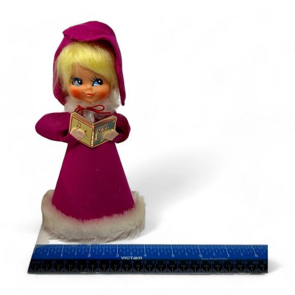 Vintage Made in Japan Pink Pixie Caroler Christmas Tree Topper Figure Kitschy - Picture 5 of 14